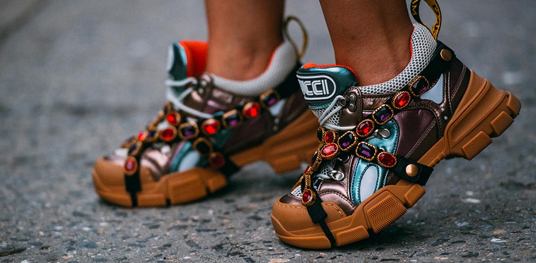 Gucci's Flashtrek Sneakers Are Printed With A Logo Inspired By The Typeface  Of Japanese Video Game… Shoes Fashion Photography, Fashion Shoes, Gucci  Shoes Sneakers 
