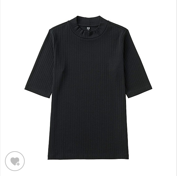 Uniqlo Women rib high-necked T (5 minutes sleeve)