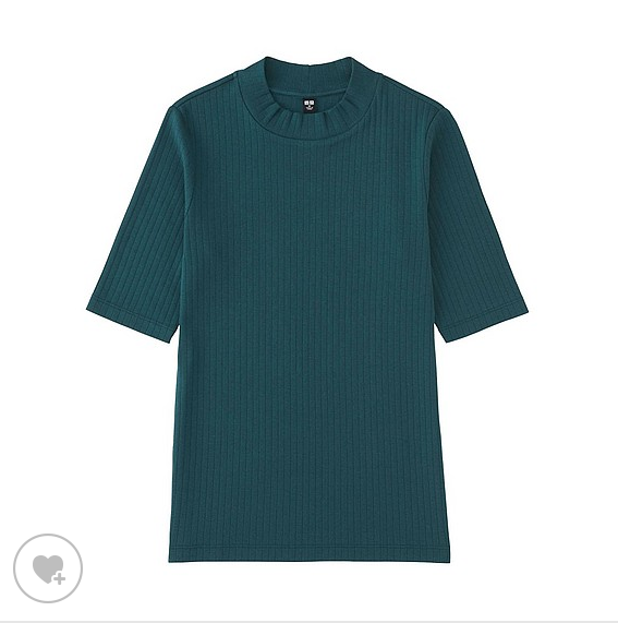 Uniqlo Women rib high-necked T (5 minutes sleeve)