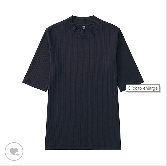 Uniqlo Women rib high-necked T (5 minutes sleeve)