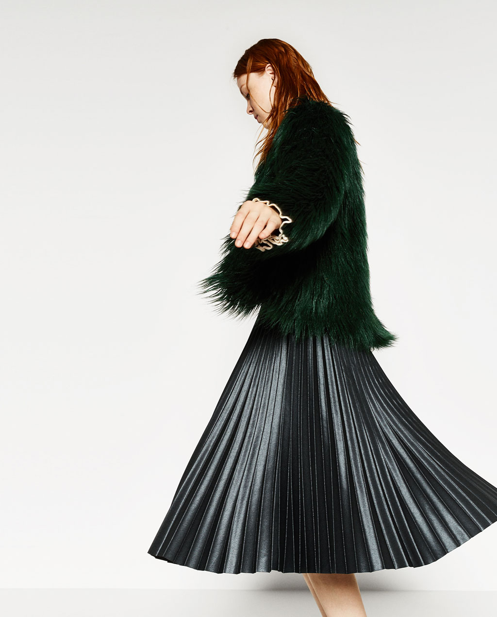 ZARA PLEATED MIDI SKIRT
