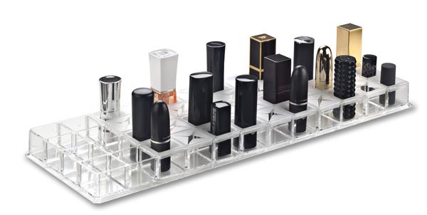 Acrylic Lipstick Organizer (Designed With Removeable Silicone Support Inserts) Provides 48 Space Storage