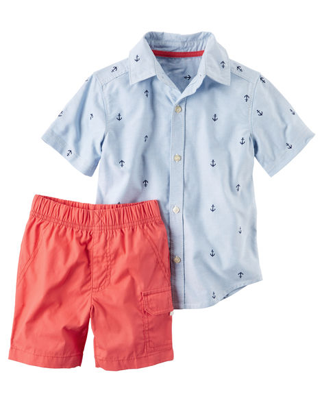 Carter's 2-Piece Button-Front Shirt & Poplin Short Set