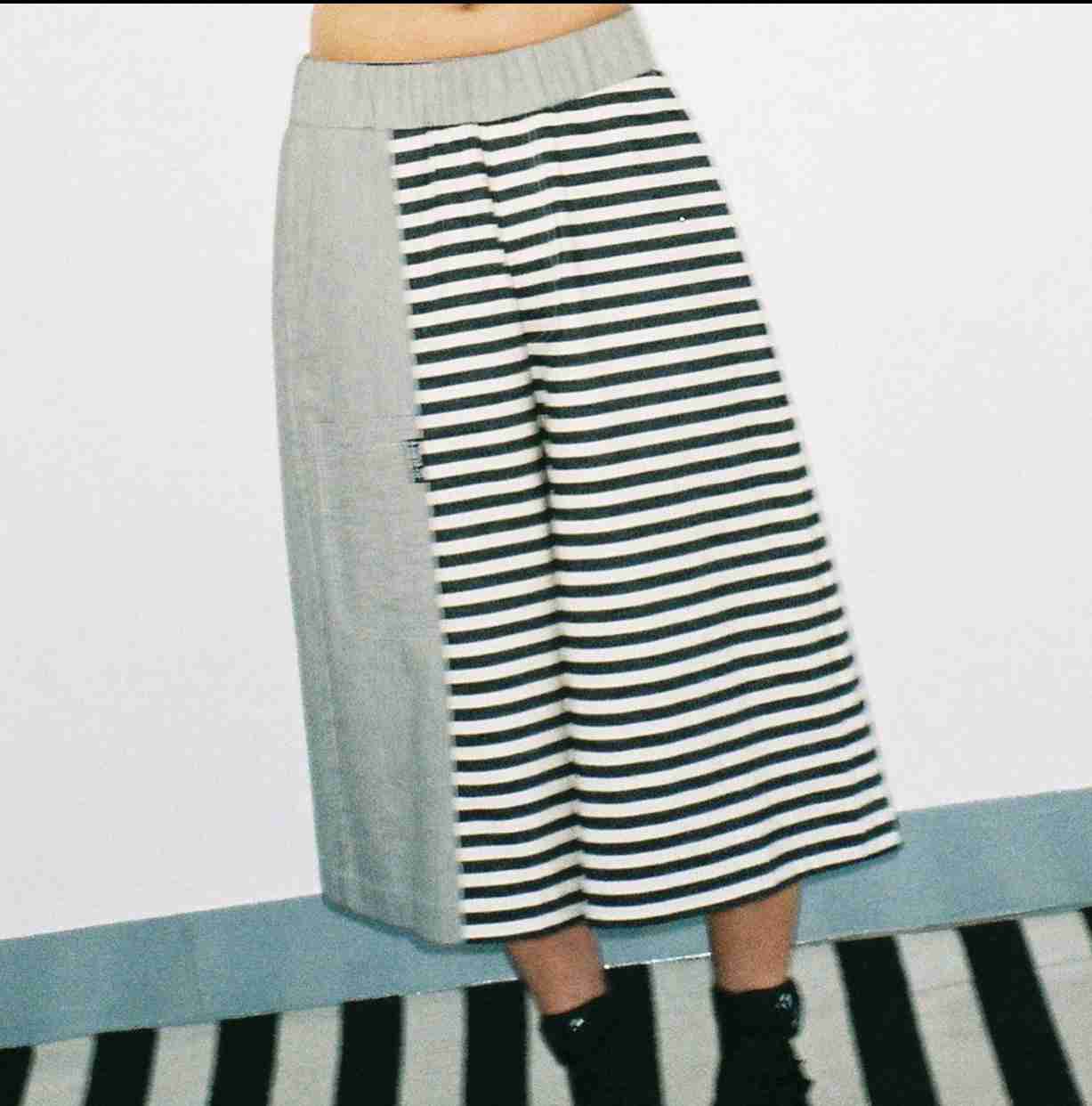 Stripe Two Fold Wide Pants