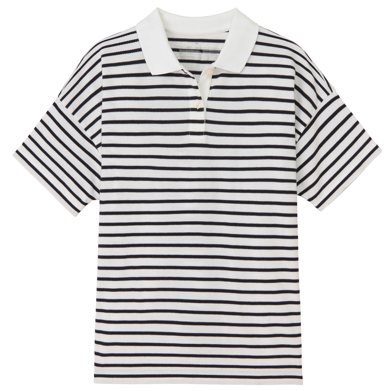 Organic cotton Kanoko Wide Polo Shirt Lady M  white  navy
