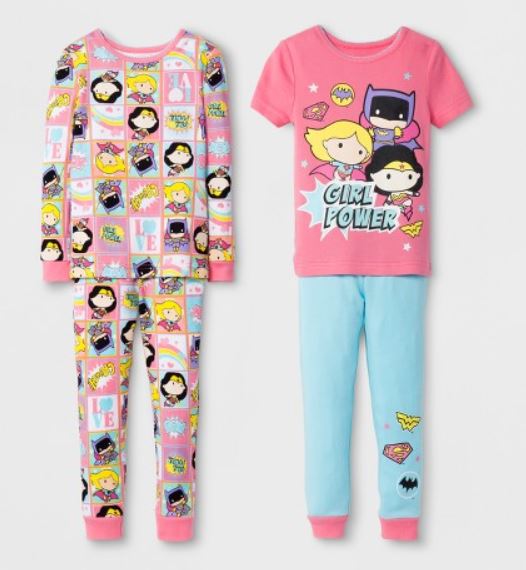 Toddler Girls' Justice League 4pc Cotton Pajama Set - Pink