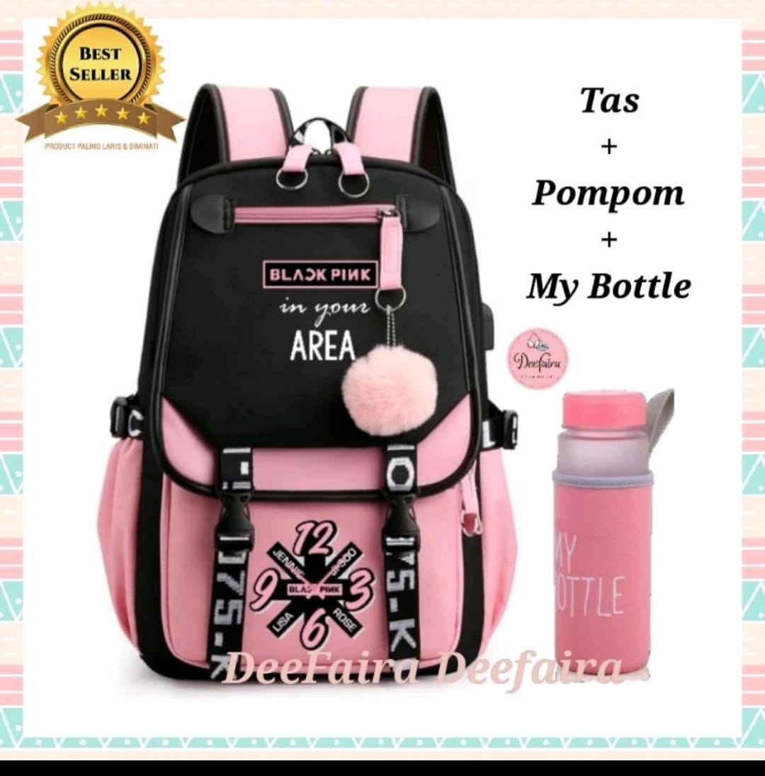 Black pink backpack