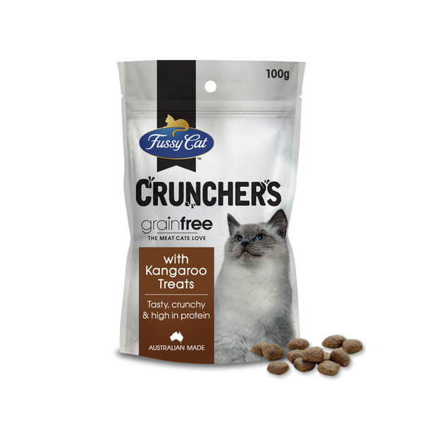 Fussy Cat Grain Free Crunchers Adult Cat Treats With Kangaroo | 100g